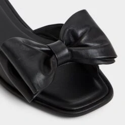 Aldo Bowetta Women's Leather Bow Slide Sandals -The Aldo Shop product 14154158 bowetta black 001 001 043 alt4 sq gy