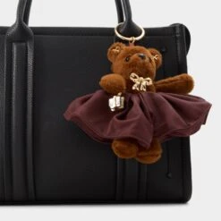 Aldo Sleighbelle Burgundy Faux-Leather Plush Bear Hair Scrunchie -The Aldo Shop product 14161216 sleighbelle brown 200 alt2 sq gy