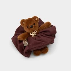 Aldo Sleighbelle Burgundy Faux-Leather Plush Bear Hair Scrunchie