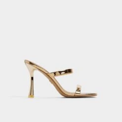 Aldo Evalyn Gold Leather Strappy Stiletto Sandals