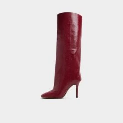 Aldo Aleena Women's Crimson Snake-Embossed Knee-High Stiletto Boots -The Aldo Shop product 14163212 aleena red 609 002 044 alt2 sq gy
