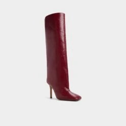 Aldo Aleena Women's Crimson Snake-Embossed Knee-High Stiletto Boots -The Aldo Shop product 14163212 aleena red 609 002 044 alt3 sq gy