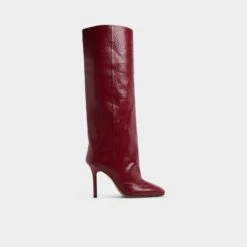 Aldo Aleena Women's Crimson Snake-Embossed Knee-High Stiletto Boots