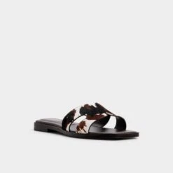 Aldo Itsandal Cow-Print Haircalf Cut-Out Slides -The Aldo Shop product 14163403 itsandal brown 241 001 037 alt3 sq gy