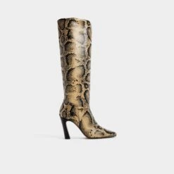 Aldo Vivienna Women's Snake Print Knee-High Leather Stiletto Boots