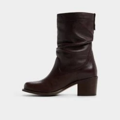 Aldo Haverly Slouchy Leather Block Heel Boots - Cocoa Brown -The Aldo Shop product 14163441 haverly brown 201 001 043 alt2 sq gy