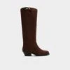 Aldo Emberlyn Chocolate Suede Western Block Heel Boots -The Aldo Shop product 14163446 emberlyn brown 204 001 046 main sq gy