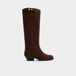 Aldo Emberlyn Chocolate Suede Western Block Heel Boots