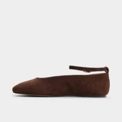 Aldo Beralalden Chocolate Suede Ballet Flats with Buckle Strap -The Aldo Shop product 14164670 beralalden brown 201 001 046 alt2 sq gy