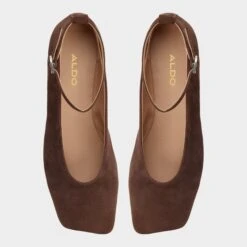 Aldo Beralalden Chocolate Suede Ballet Flats with Buckle Strap -The Aldo Shop product 14164670 beralalden brown 201 001 046 alt5 sq gy