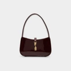 Aldo Abriellaa Brown Patent Leather Shoulder Bag with Gold Hardware