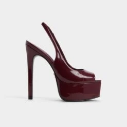 Aldo Thanlinie Crimson Patent Peep-Toe Platform Heels