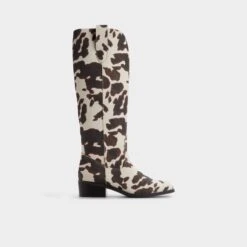 Aldo Kaydia Women's Western Knee-High Boots - Cow Print Pony Hair