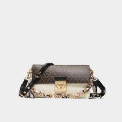 Aldo Gediaa Chevron Panels Shoulder Bag with Scarf Chain