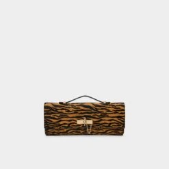 Aldo Rouxx Tiger-Print Calf Hair Structured Clutch