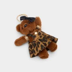 Aldo Goldielux Teddy Bear Bag Charm with Cheetah Print Dress