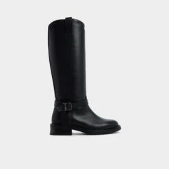 Aldo Philippa Black Leather Knee-High Riding Boots